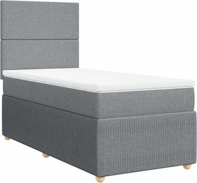 vidaXL Κρεβάτι Boxspring με Στρώμα Ανοιχτό Γκρι 80x200 εκ. Υφασμάτινο
