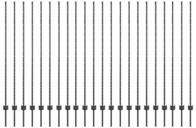 vidaXL Ασημένιοι Πόλοι Φράχτη 44 pcs Γκρι Μέταλλο