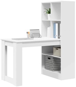 vidaXL Γραφείο με ράφι Λευκό 122 x 67 x 145 εκ. Επεξεργασμένο ξύλο