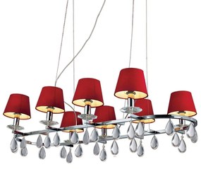 Φωτιστικό Οροφής W19268BR 8xE14 40W 122x64cm Red-Silver Aca