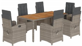 vidaXL Σετ Τραπεζαρίας Κήπου 7 τεμ. Γκρι Συνθ. Ρατάν με Μαξιλάρια