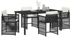 vidaXL Σέτ φαγητού για κήπο 5 pcs Μαύρο συνθετικό ρατάν