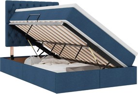 vidaXL LED Κρεβάτι αποθήκευσης με στρώμα Μπλε 120 x 190 cm Ύφασμα