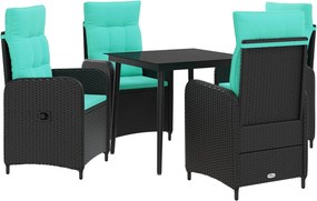vidaXL Σετ Τραπέζι Καναπέ 5 pcs PE Ρατάν και Ατσάλι με Σκόνη