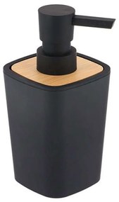 Δοχείο Κρεμοσάπουνου Rubber Με Bamboo 06.62110103 Black-Natural Πλαστικό