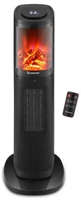 Κεραμική θερμάστρα Beper P203TER011, 2000W, οθόνη LED, 3D εφέ φωτιάς, χρονοδιακόπτης έως 8 ώρες, Μαύρο