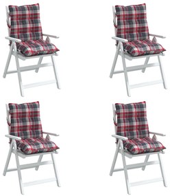 vidaXL Μαξιλάρια Καρέκλας Χαμηλή Πλάτη 4τεμ.Κόκκινο Καρό Ύφασμα Oxford