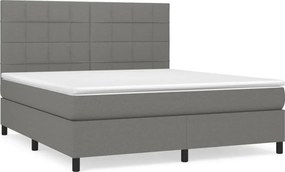 vidaXL Κρεβάτι Boxspring με Στρώμα Σκούρο Γκρι 160x200 εκ Υφασμάτινο