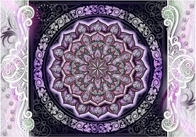 Αυτοκόλλητη φωτοταπετσαρία - Round Stained Glass (Violet) - 441x315