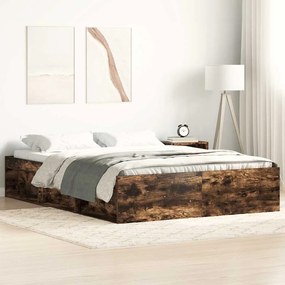 vidaXL Πλαίσιο Κρεβατιού Καπνιστή Δρυς 150x200 εκ. King Size