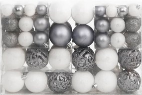 vidaXL Σετ Μπάλες Χριστουγεννιάτικες 111 τεμ. Λευκές/Γκρι Πολυστυρένιο
