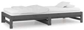 Καναπές Κρεβάτι Συρόμενος Γκρι 2x(80x200) εκ. Μασίφ Ξύλο Πεύκου - Γκρι