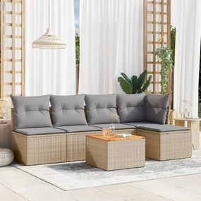 vidaXL Patio Sofa Set 6-θέσια Μίξη μπεζ και ανοιχτό γκρι