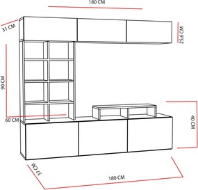 Σύνθεση Τηλεόρασης Τικ / Μαύρο PAGE 180x37x40