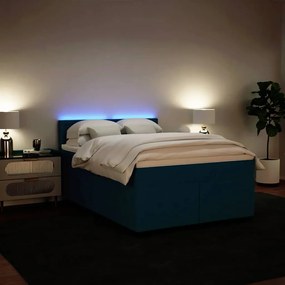 vidaXL Κρεβάτι Boxspring με Στρώμα Μπλε 160x200 εκ. Βελούδινο