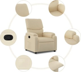 vidaXL Πολυθρόνα Ανακλινόμενη Κρεμ Υφασμάτινη