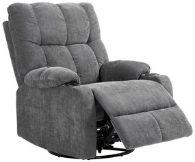 HOMCOM Πολυθρόνα Relax με Υποπόδιο, Ξαπλωτή Πολυθρόνα, Περιστρεφόμενο, έως 150 kg, Ατσάλινο Πλαίσιο, 88x96x108cm, Σκούρο Γκρι