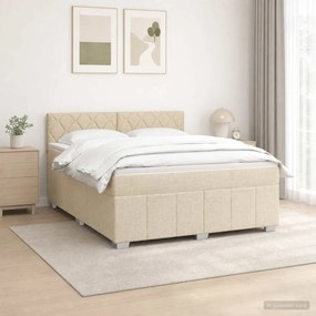 vidaXL Κρεβάτι box spring με στρώμα Κρεμ 160 x 200 cm Ύφασμα
