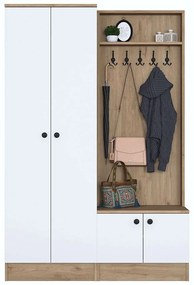 Έπιπλο Εισόδου 893RAN1727 119,6x35,5x182,8cm White-Walnut Μοριοσανίδα, Μελαμίνη