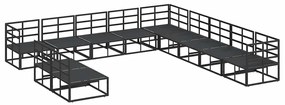 vidaXL Σετ Καναπέ Κήπου με μαξιλάρι 11 pcs Μαύρο Αλουμίνιο
