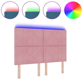 vidaXL LED Προσκέφαλο Σχεδίου Διαμαντιών Ροζ 160 cm Βελούδο