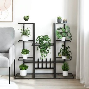vidaXL Βάση Λουλουδιών Μαύρη 94,5 x 25 x 89 εκ. Σιδερένια