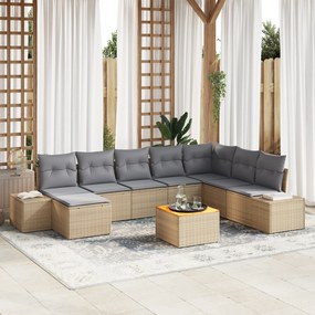 vidaXL Σετ Καναπέ Κήπου 9 pcs Μπεζ, ανοιχτό γκρι