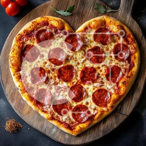 Intra Συλλεκτικό Ξύλινο Παζλ Plywood  4mm - Πίτσα Pepperoni σε σχήμα καρδιάς σε ξύλινη σανίδα Σε Ξύλινο Κουτί - Διαστάσεις: 10x10 cm – 25 κομμάτια