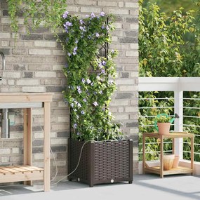 vidaXL Γλάστρες Κήπου 1 τεμ Καφασωτό Καφέ 40 x 40 x 142 cm Πλαστικό
