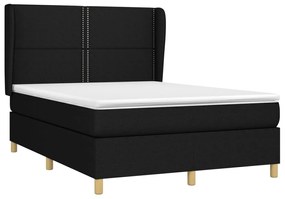 vidaXL Κρεβάτι Boxspring με Στρώμα Μαύρο 140x200 εκ. Υφασμάτινο