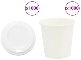vidaXL Χάρτινα ποτήρια καφέ με καπάκια 1000 τεμάχια 4oz 100ml