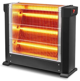 Σόμπα χαλαζία KUMTEL HEATER KS-2763, 1800W, 3 λάμπες χαλαζία, Προστασία ανατροπής, Μαύρο