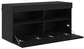 vidaXL Ντουλάπι Τηλεόρασης Τοίχου Επιτοίχιο Μαύρη Οξυά 80 x 30 x 40 εκ