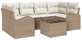 vidaXL Σετ Καναπέ Κήπου με μαξιλάρι 7 pcs Μπεζ, Κρέμα 55 x 55 x 37 εκ