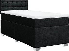 vidaXL Κρεβάτι Boxspring με Στρώμα Μαύρο 100 x 200 εκ. Υφασμάτινο