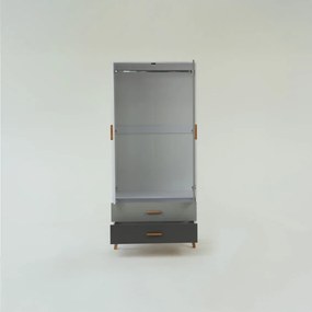 Ντουλάπα Timmy 2D2S Λευκό-Γραφίτη-Γκρι 90x50x199cm