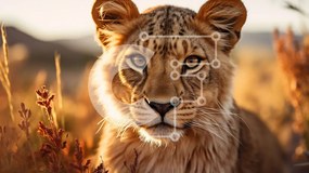 Intra Συλλεκτικό Ξύλινο Παζλ Plywood  4mm - Αξιολάτρευτο Lion Cub στο ψηλό γρασίδι Σε Ξύλινο Κουτί - Διαστάσεις: 10x10 cm – 25 κομμάτια