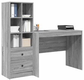 vidaXL Γραφείο με αποθηκευτικό χώρο με συρτάρι 2 pcs Γκρι sonoma