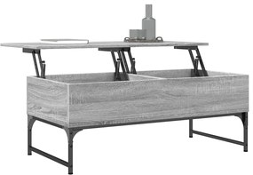 vidaXL Τραπεζάκι Σαλονιού Γκρι Sonoma 100x50x40 εκ. Επ. Ξύλο & Μέταλλο