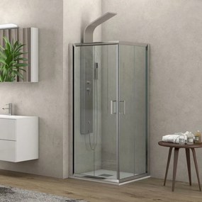Karag New Flora 100 Καμπίνα τετράγωνη με διάφανο κρύσταλλο & Συρόμενη Πόρτα 70x70x180cm Χρωμέ