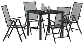 vidaXL Σέτ φαγητού για κήπο Πτυσσόμενος 5 pcs Ανθρακί Ατσάλι