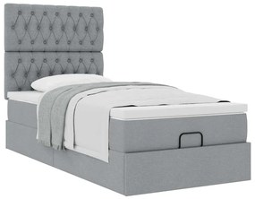 Οθωμανικό κρεβάτι με στρώμα ανοιχτό γκρι 80x200 cm ύφασμα 3313195