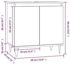 Ντουλάπι Μπάνιου Γκρι Σκυροδεμ. 58 x 33 x 60 εκ. Επεξεργ. Ξύλο - Γκρι