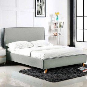Κρεβάτι Morisson Ε8078,1 Ύφασμα Ανοιχτό Γκρι 160x200cm Υπέρδιπλο Ξύλο,Ύφασμα