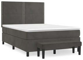 ΚΡΕΒΑΤΙ BOXSPRING ΜΕ ΣΤΡΩΜΑ ΣΚΟΥΡΟ ΓΚΡΙ 140X200 ΕΚ. ΒΕΛΟΥΔΙΝΟ 3137786