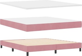 vidaXL Κρεβάτι με ελατήρια με κεφαλάρι Ροζ 200 x 180 cm Βελούδο