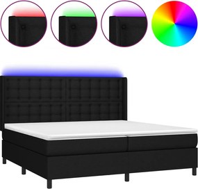 vidaXL Κρεβάτι Boxspring με Στρώμα &amp; LED Μαύρο 200x200 εκ. Υφασμάτινο