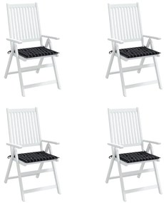 Μαξιλάρια Καρέκλας 4 τεμ. Μαύρο Καρό 50 x 50 x 3 εκ. Υφασμάτινα - Πολύχρωμο