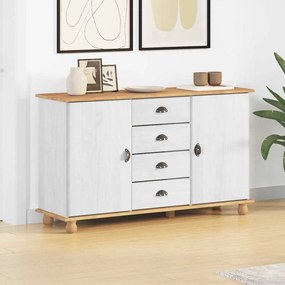 vidaXL Πλαϊνό γραφείο Λευκό 133.5 x 40 x 79 εκ. Μασίφ ξύλο πεύκου