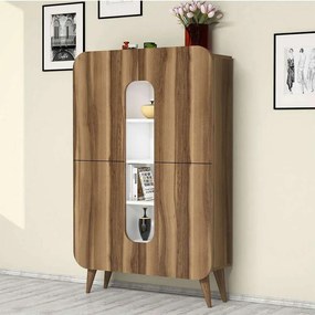 Ντουλάπι Mine 845HCT3906 93x31,8x144cm Walnut-White Μοριοσανίδα, Μελαμίνη